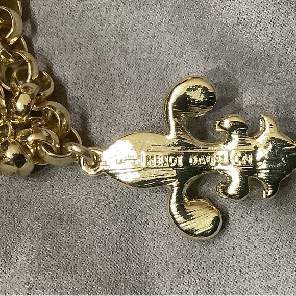 Heidi Daus Gold and Crystal Fleur De Lis Heart Pendant Necklace. Signed NWT - Picture 6 of 8